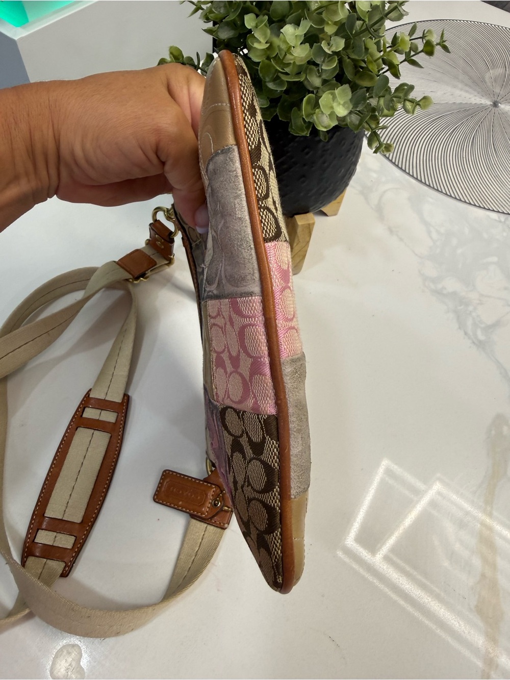Coach Patchwork Crossbody Bag in Tan, Pink, Purple, Cream - Picture 7 of 10